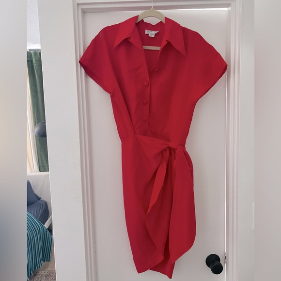 Red Silk Wrap Dress - Picture 1 of 7